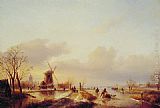 Jan Jacob Coenraad Spohler Winter Ice Skating painting